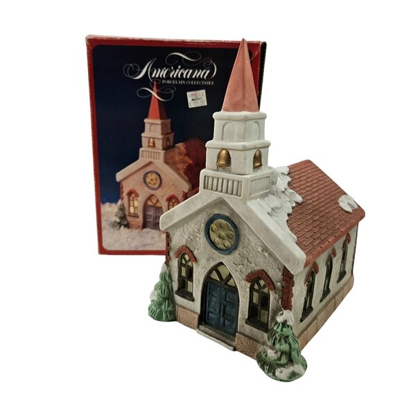 National Decorations Porcelain Church Americana Christmas Collectibles Vintage - Picture 1 of 11